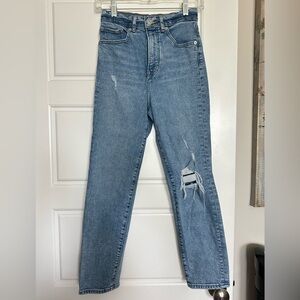 Express super high waisted ripped mom jeans